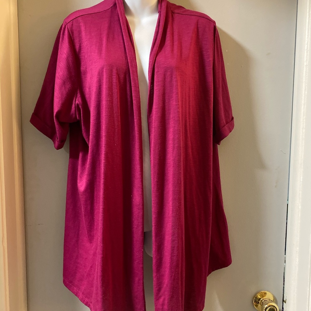 COPY - GU- Fashion Bug 1X pink short sleeve cardigan